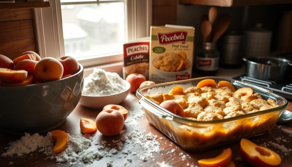 fresh peaches and cake mix cobbler