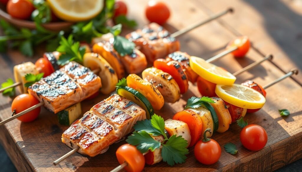 grilled salmon skewers