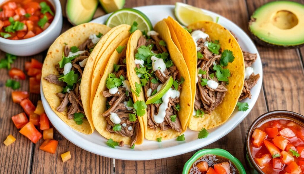 shaved beef tacos