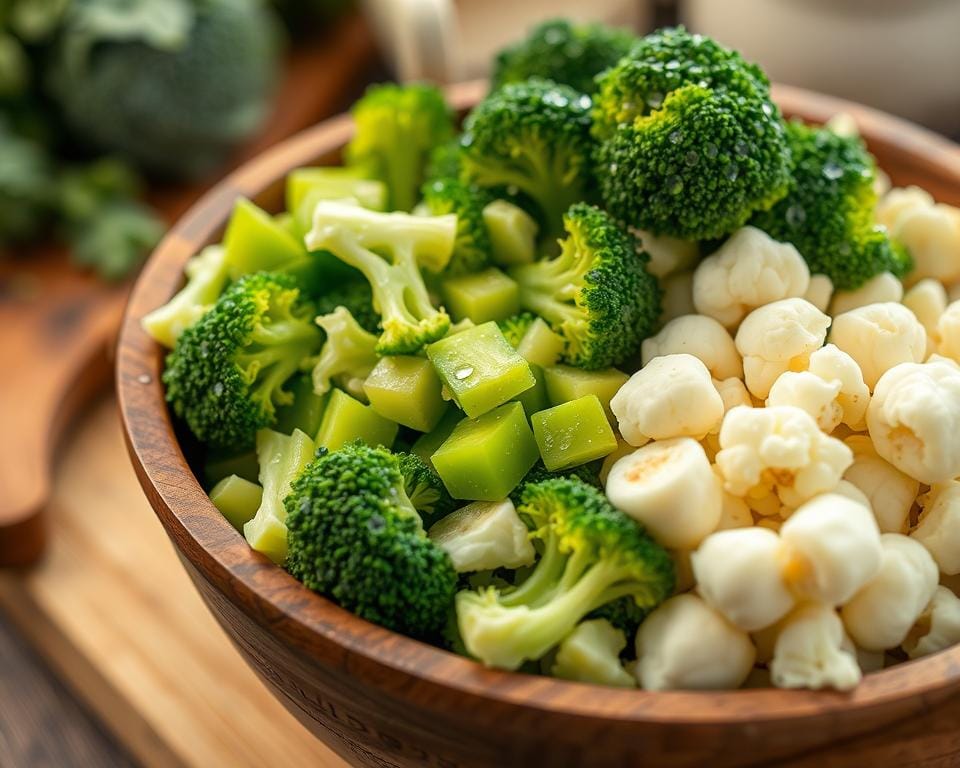 Chopped broccoli and cauliflower