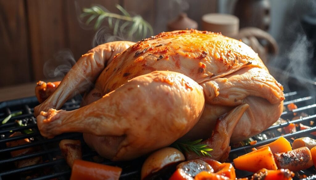 brined chicken cooking