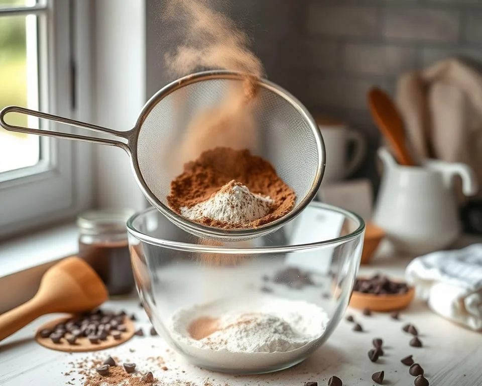 sifting dry ingredients