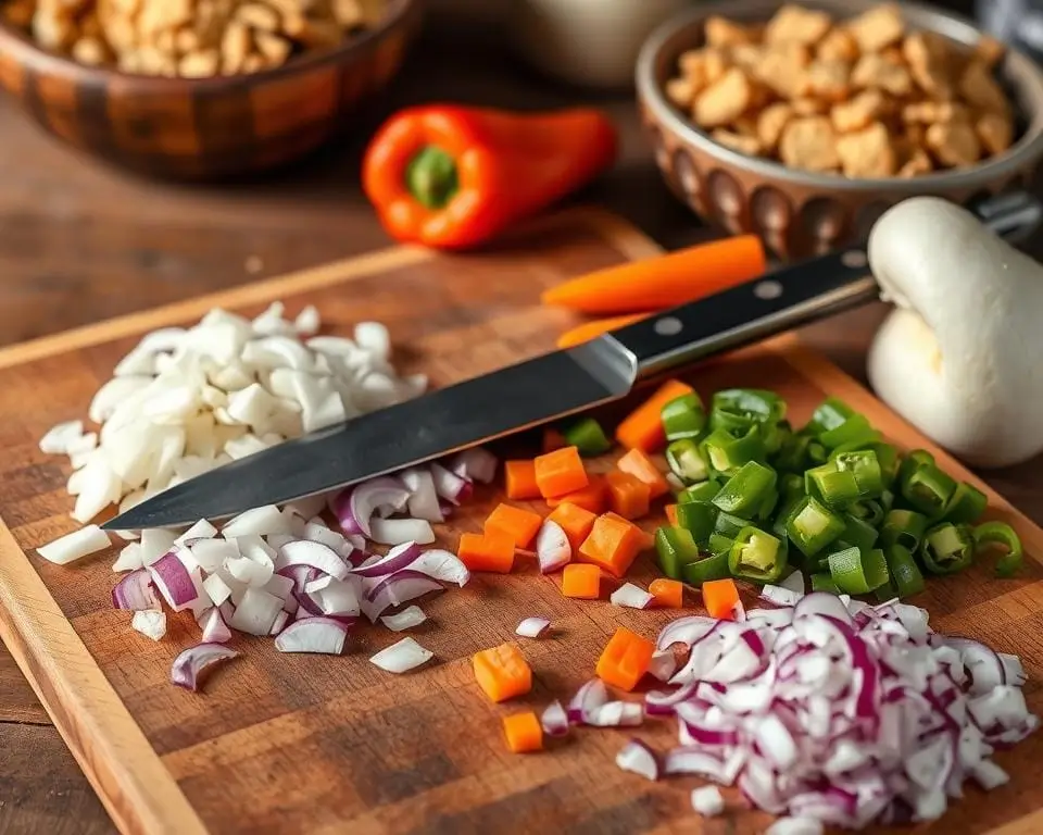 Chopping vegetables for meatloaf