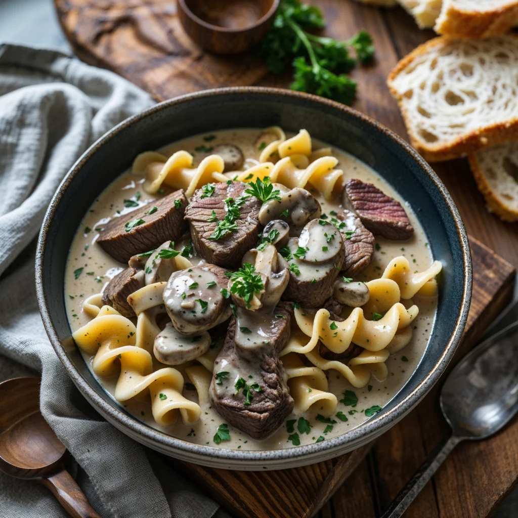 Creamy Beef Stroganoff Texture Techniques