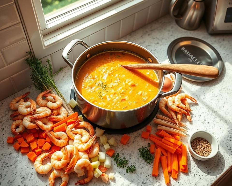 Seafood Bisque Preparation